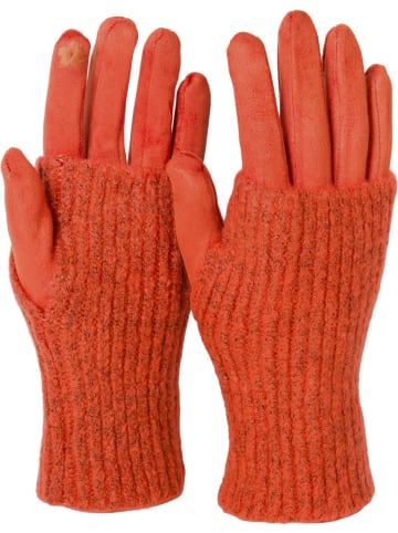 styleBREAKER Touchscreen Stoff Handschuhe mit abnehmbarer Strick Manschette in Orange