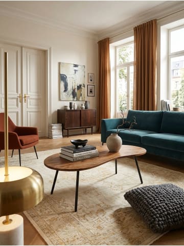 KADIMA DESIGN Design Couchtisch WL5.617 122x36x63 cm mit Metallbeinen in Massivholz