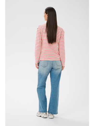 Kaffe Langarm-Shirt KAwinny Loose fit in Ant. White/Beetroot Stripe