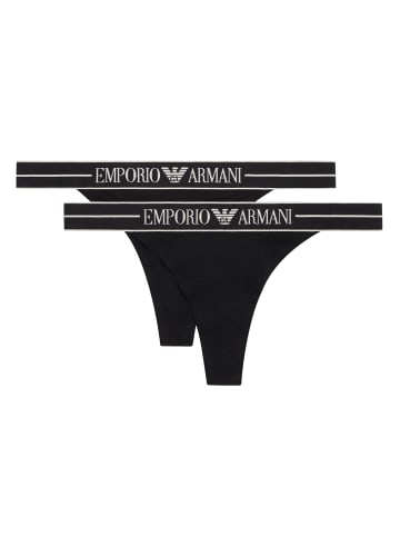 Emporio Armani 2er Pack Thong in Schwarz