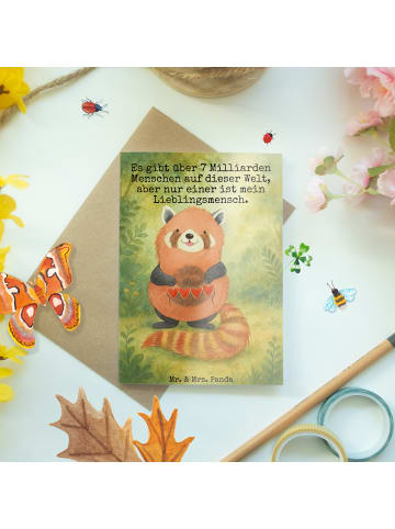 Mr. & Mrs. Panda babykarte Roter Panda Design mit Spruch in Weiß