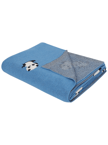 Beliani Kuscheldecke TALOKAN in Blau/Schwarz/Weiß - (W) 130 x (H) 0.5 x (L) 170 cm