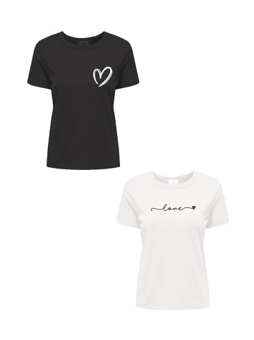 JACQUELINE de YONG T-Shirt 2er Set Kurzarmshirt aus Baumwolle in Schwarz-Weiß