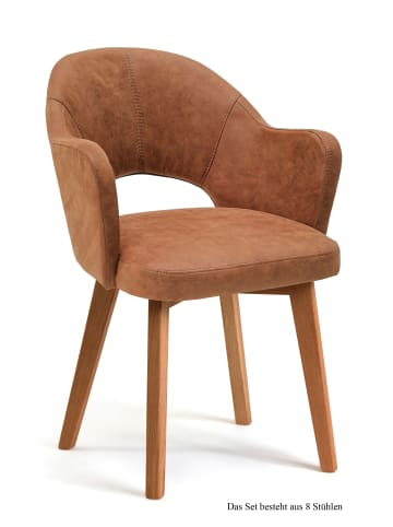 58 aufm Kessel ARMLEHNSTUHL (8er-Set) Darsie 59x87x61 Eiche geölt/Cognac