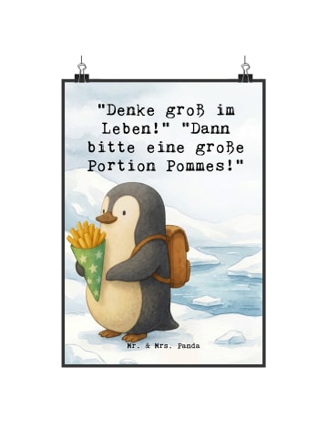 Mr. & Mrs. Panda Wandbild Pinguin Pommestüte Design mit Spruch in Weiß