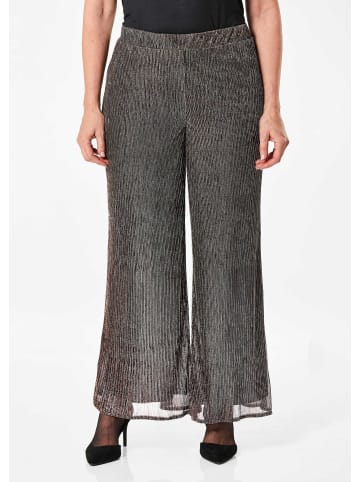 GOLDNER Kurzgröße:  Palazzohose Moderne Stretchhose mit Rundumdehnbund in schwarz / metallic / gemustert