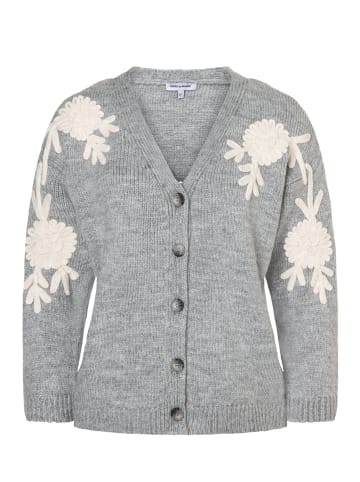 More & More cosy, bestickte Strickjacke in silvergrey melange