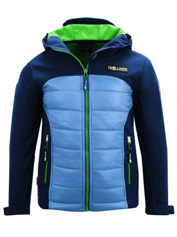 Trollkids Hybrid Softshell Jacke "Lysefjord" in Marineblau / Grün