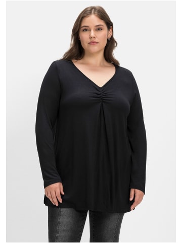 sheego Langarmshirt in schwarz