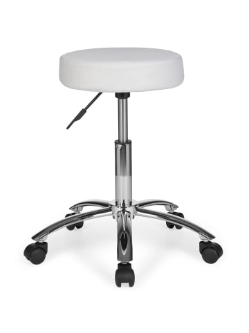 KADIMA DESIGN Ergonomischer Rollhocker mit gepolsterter Sitzfläche, 360° drehbar, bis 100 kg in Weiß