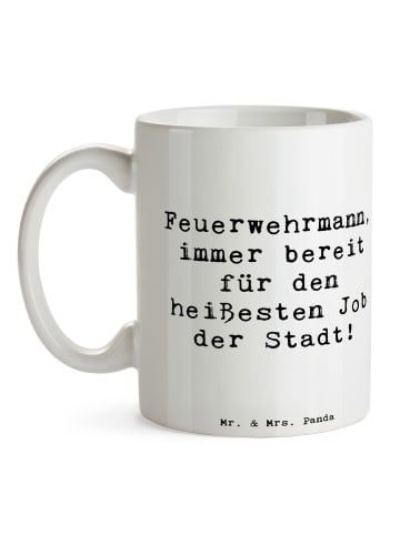 Mr. & Mrs. Panda Pott Spruch Feuerwehrmann Held mit Spruch in Weiß