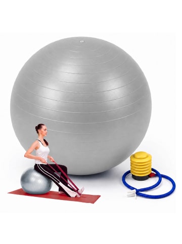 relaxdays Gymnastikball in Grau - Ø 75 cm