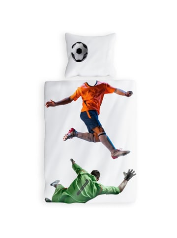 Carpe Sonno Kinderbettwäsche 135x200 Fussball in weiß