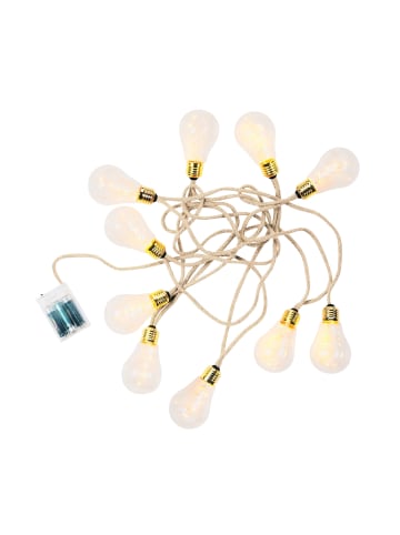 Butlers LED-Lichterkette 10 Lichter mit Naturseil & USB-Batteriefach BULB LIGHTS in Natur