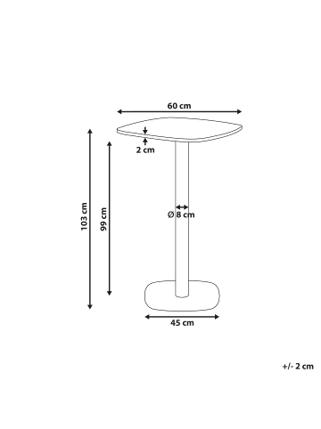 Beliani Stehtisch MORELLA in Weiß/Braun - (W) 60 x (H) 103 x (L) 60 cm