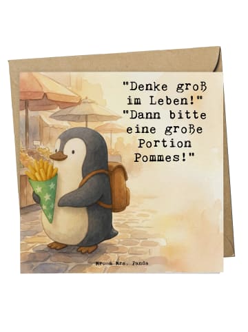 Mr. & Mrs. Panda Grußkarte Pinguin Pommestüte Design mit Spruch in Weiß