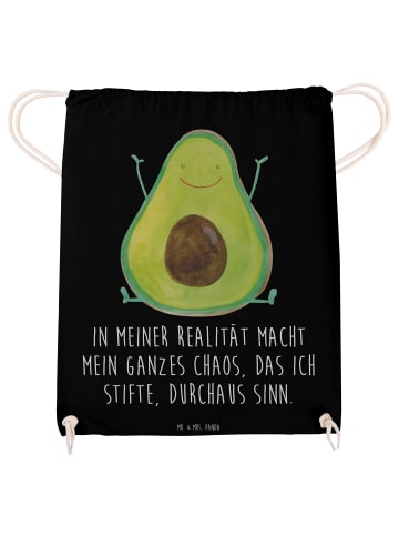 Mr. & Mrs. Panda Sportbeutel Avocado Glücklich mit Spruch in Schwarz