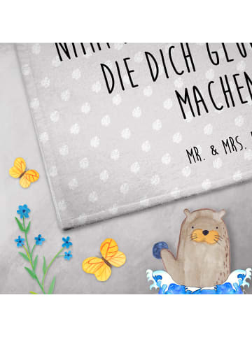Mr. & Mrs. Panda Frotteetuch Faultier Zufrieden mit Spruch in Grau Pastell