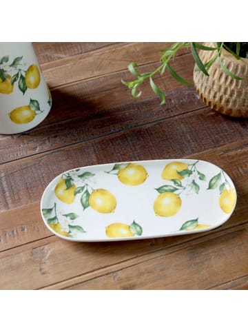 Chic Antique Plätzchenteller MAISON CITRON Tablett Teller mit Zitronen 25x11 cm