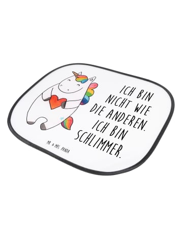 Mr. & Mrs. Panda Autofenster Sonnenschutz Einhorn Herz mit Spruch in Weiß