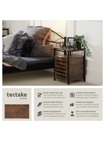 tectake Beistellschrank Cork 40,5 x 40,5 x 60,5 cm, Industrial Holz dunkel, rustikal