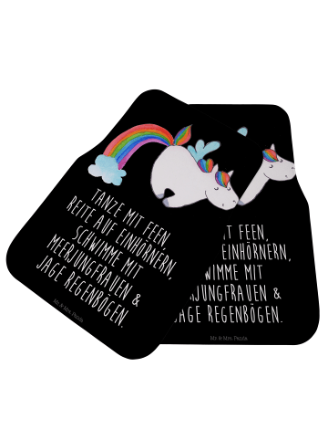 Mr. & Mrs. Panda Fußmatte Auto Einhorn Fliegendes Pferd mit Spruch in Schwarz