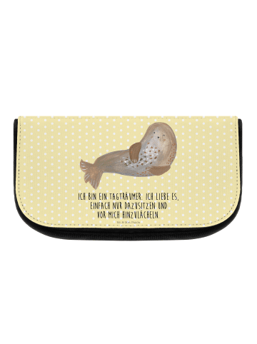 Mr. & Mrs. Panda Make-up-Tasche Robbe Lachen mit Spruch in Gelb Pastell