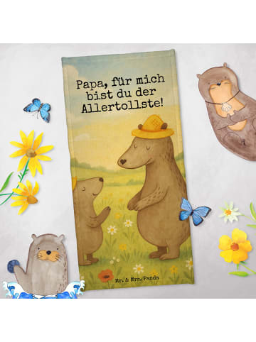 Mr. & Mrs. Panda Strandtuch Bären mit Hut Design mit Spruch in Weiß