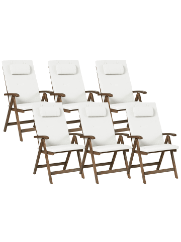 Beliani 6er-Set Gartenstuhl AMANTEA PREMIUM in Braun/Weiß
