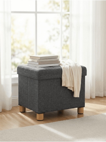 SONGMICS Sitzhocker Melisa in Dunkelgrau - (B)32 x (H)33.5 x (T)40 cm
