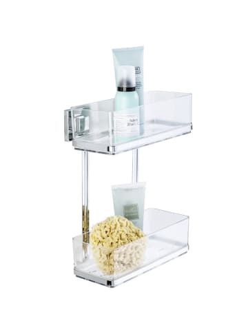 Wenko Rechteckiges Badregal QUADRO, Vacuum-Loc, für Dusche in Transparent, 14 x 33 cm