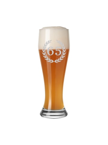 LUXENTU Weizenbierglas mit Gravur 65. Jubiläum 0,5 l transparent in transparent