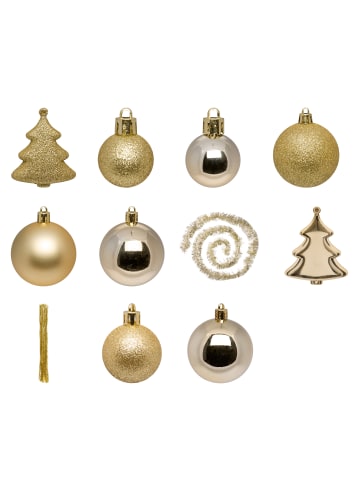 Atmosphera Créateur d'intérieur Christbaumschmuck-Set, 44-teilig in Gold, (B) 12,5 x (H) 21,5 x (L) 24 cm