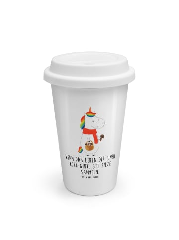 Mr. & Mrs. Panda To Go Becher Einhorn Pilz mit Spruch in Weiß