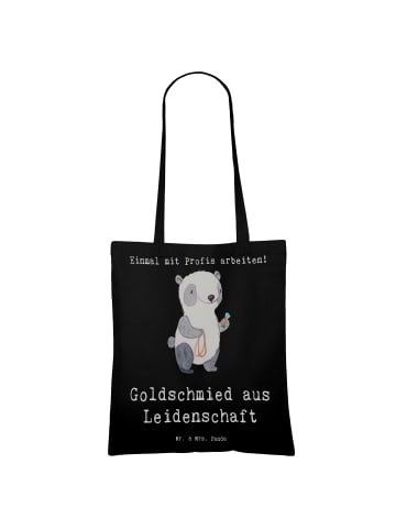 Mr. & Mrs. Panda Tote Bag Goldschmied Leidenschaft mit Spruch in Schwarz