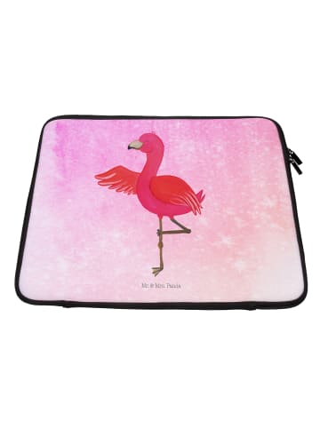 Mr. & Mrs. Panda Notebook Tasche Flamingo Yoga ohne Spruch in Aquarell Pink
