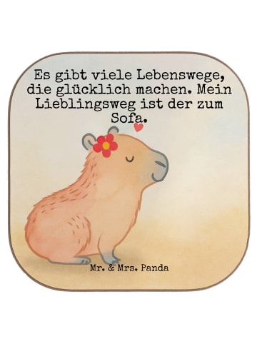 Mr. & Mrs. Panda Untersetzer für Gläser Capybara Blume Design mi... in Weiß