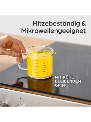 Praknu Glas Messbecher mit Ausguss - 50ml, 125ml, 250ml - Präzise Skala -