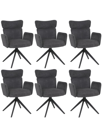 MCW 6er-Set Esszimmerstuhl N11 Bouclé 350g/m², Dunkelgrau, Beine dunkelgrau