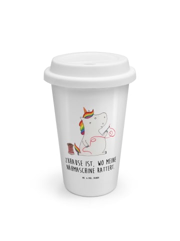 Mr. & Mrs. Panda To Go Becher Einhorn Näherin mit Spruch in Weiß