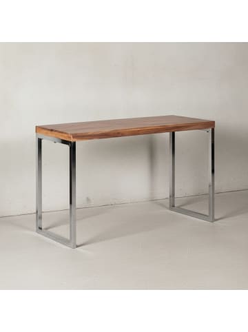 KADIMA DESIGN Konsolentisch ISEN: Flexibel, 120x76x45 cm, Massivholz, Chromgestell in Beige