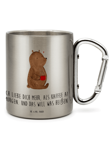 Mr. & Mrs. Panda Becher Bär Morgenkaffee mit Spruch in Silber