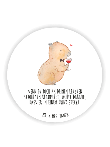 Mr. & Mrs. Panda Rund Magnet Capybara Wein mit Spruch in Weiß