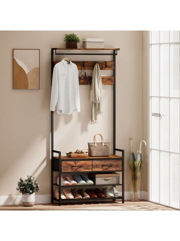 HOMCOM Garderobenständer-80L x 30B x 181,5H cm-Rustikal Braun