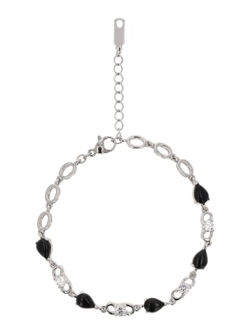 faina Women Crystal-Studded Bracelet in Silver Black