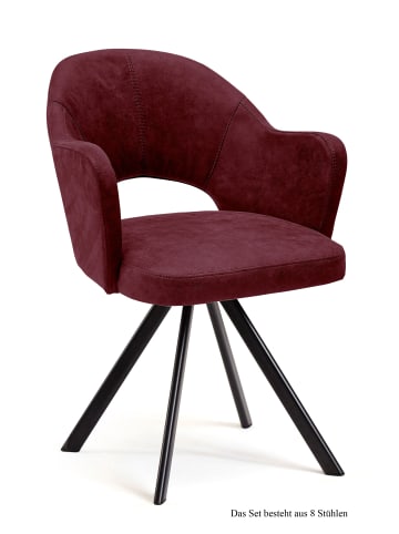 58 aufm Kessel ARMLEHNSTUHL (8er-Set) Debor 59x87x61 Schwarz/Marsala