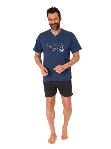 NORMANN kurzarm Schlafanzug Shorty Pyjama schnitt - 77252 in navy