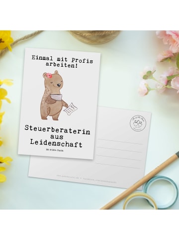 Mr. & Mrs. Panda Postkarte Steuerberaterin Leidenschaft mit Spruch in Weiß