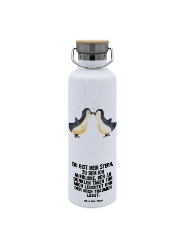 Mr. & Mrs. Panda Trinkflasche Pinguin Liebe mit Spruch in Weiß
