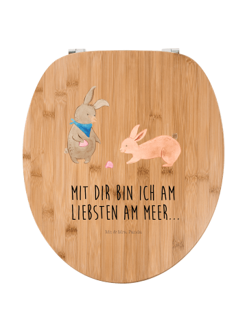 Mr. & Mrs. Panda Motiv WC Sitz Hasen Muschel mit Spruch in Braun